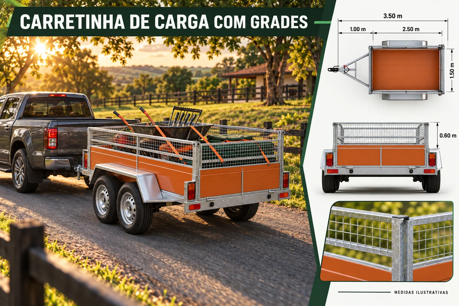 Carretinha de carga com grades - vista 2 do mesmo modelo