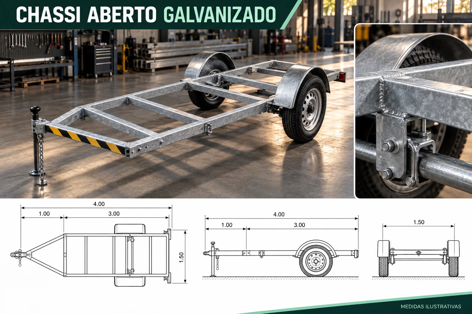 Chassi aberto galvanizado - vista 2 do mesmo modelo
