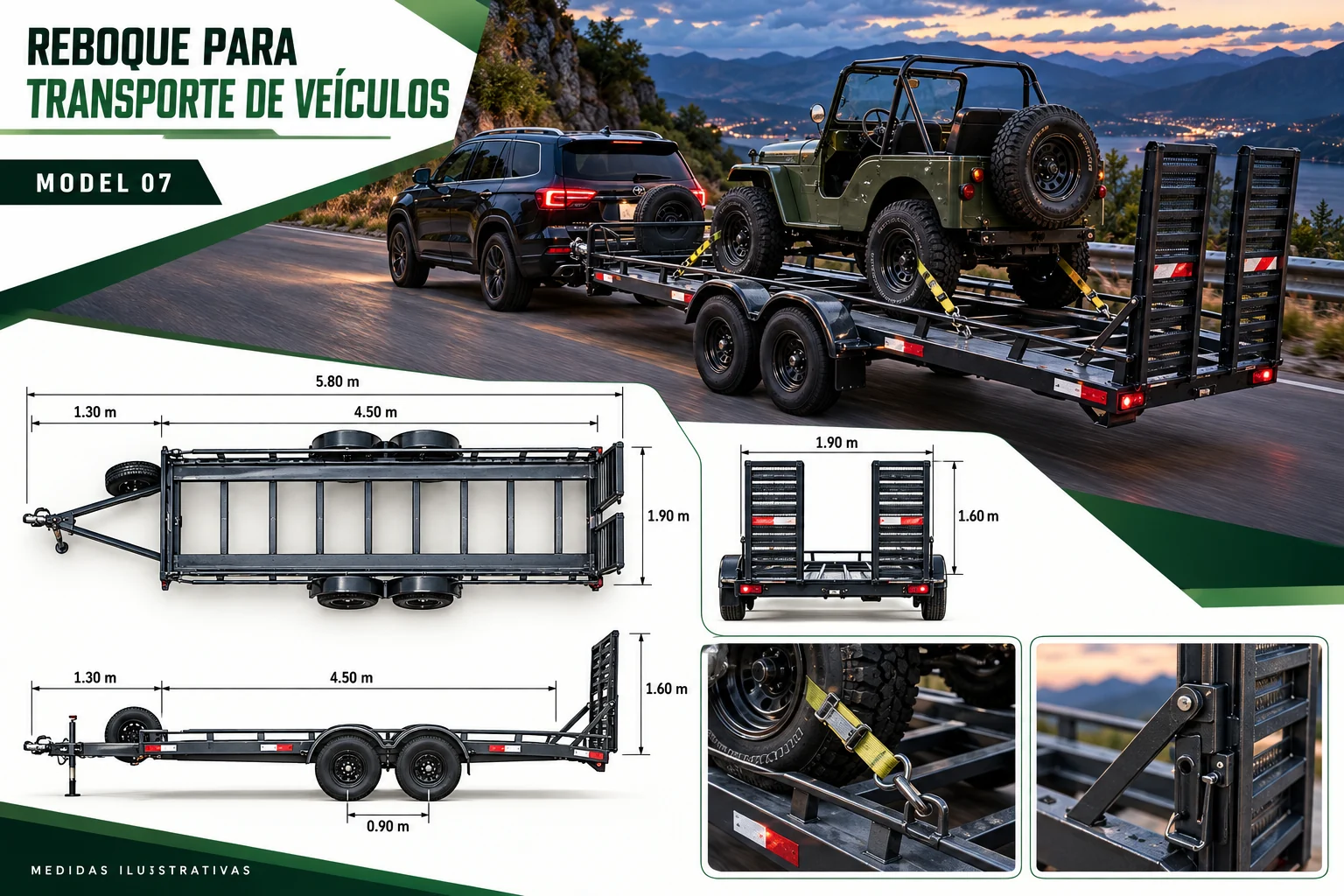 Reboque para transporte de veículos