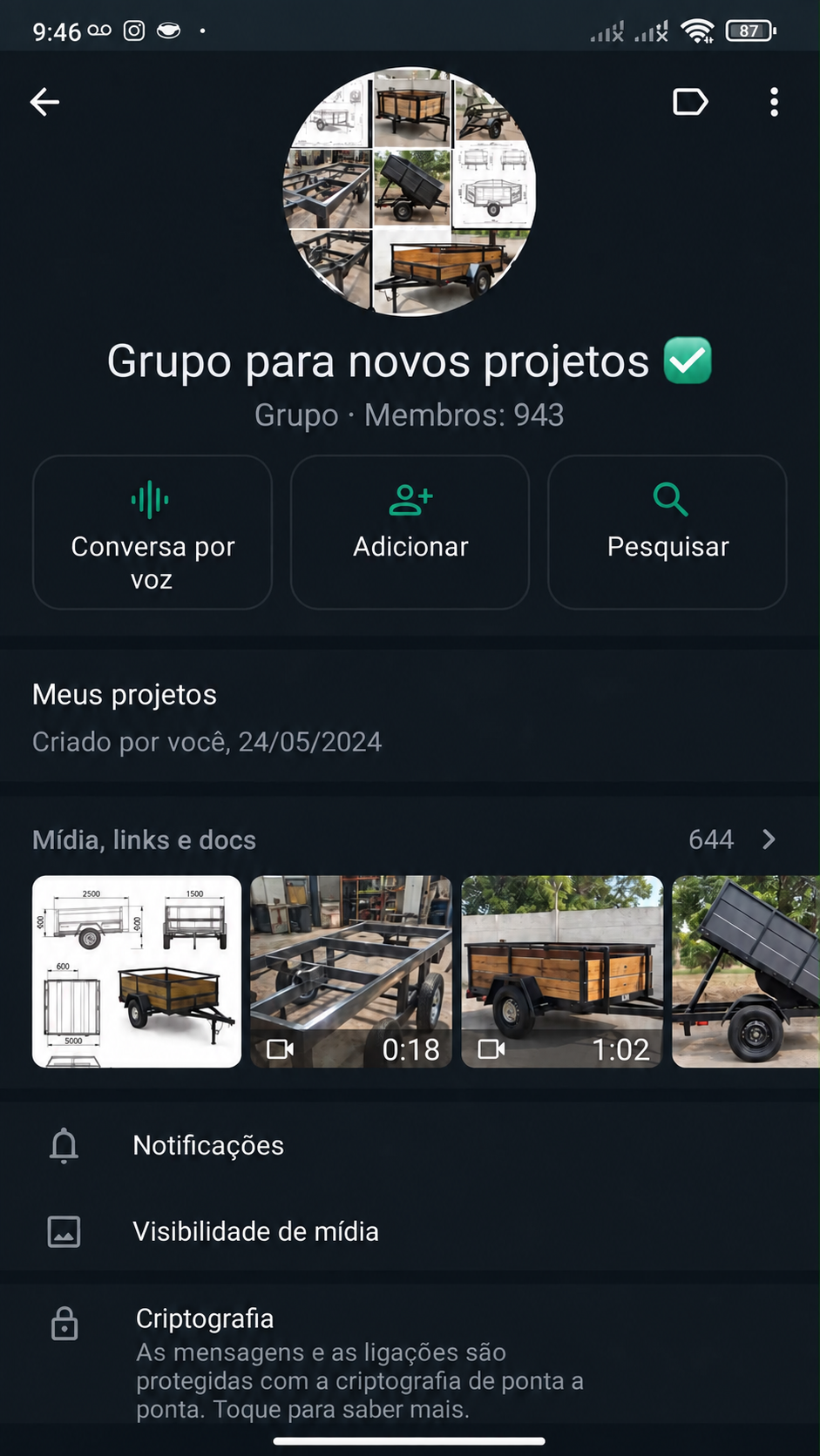 Grupo para novos projetos no WhatsApp